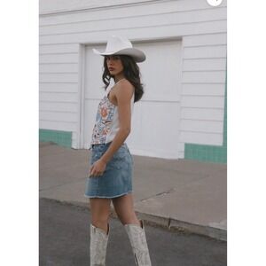 IDYLLWIND FLORAL HAZE‎ EMBROIDERED CRINKLE TANK TOP MIRANDA LAMBERT WOMENS small